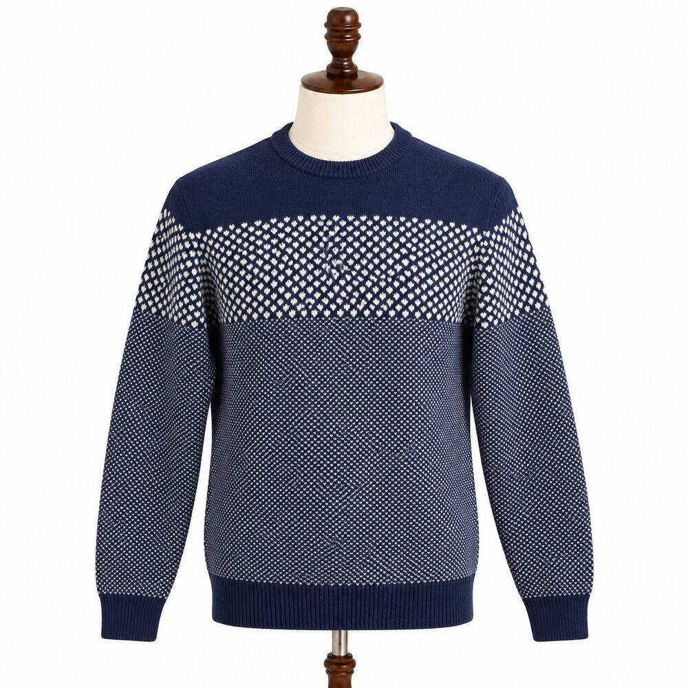 Barbour Ridge Crew Navy 100% Lambswool Sweater Men's M